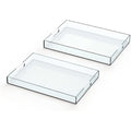 Plateau en Plastique Acrylique avec Poignées - Grand Plateau Rectangulaire - Petit Déjeuner, Thé/Café, Aliments, Boissons - Lot de 2 : 42x30x5cm & 40x28x4,3cm (TRANSPARENT) : Cuisine et Maison