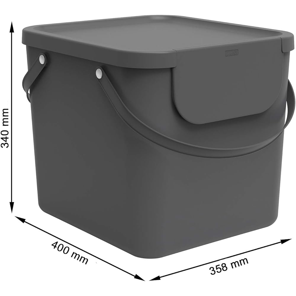 Rotho Albula Jeu de 2 systèmes de tri des déchets 40l pour la cuisine, Plastique (PP) sans BPA, anthracite/bleu, 2 x 40l (40.0 x 35.8 x 34.0 cm) : Cuisine et Maison