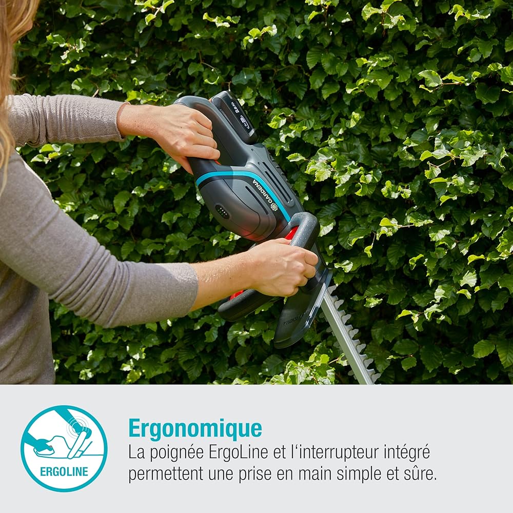 Taille-haies sans fil Gardena ComfortCut 50/18 V-P4A sans batterie Taille-haies avec poignée ergonomique et butée d’arrêt, faible poids pour une meilleure manipulation (14730-55) : Jardin