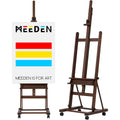 MEEDEN Grand Chevalet de Peinture en Bois: H Réglable de 190cm à 370cm avec 4 Roues, Tient la Toile jusqu'à 236cm - Pliable avec Rangement : Cuisine et Maison
