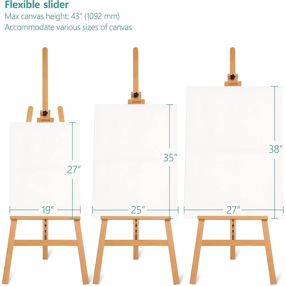 VISWIN Chevalet de Présentation Réglable en Hauteur 144 À 193 Cm, Capacité 10 Kg, Chevalet d'Art en Bois de Hêtre Pour La Peinture, Support de Chevalet en Bois Facile À Assembler Pour Adultes : Cuisine et Maison