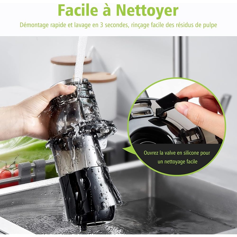 AAOBOSI Extracteur de Jus de Fruits et Légumes Entiers, Slow Juicer Presse à Froid Avec Ouverture de 80 MM/Fonction Inverse/Moteur Silencieux/Sans BPA/Vert : Cuisine et Maison