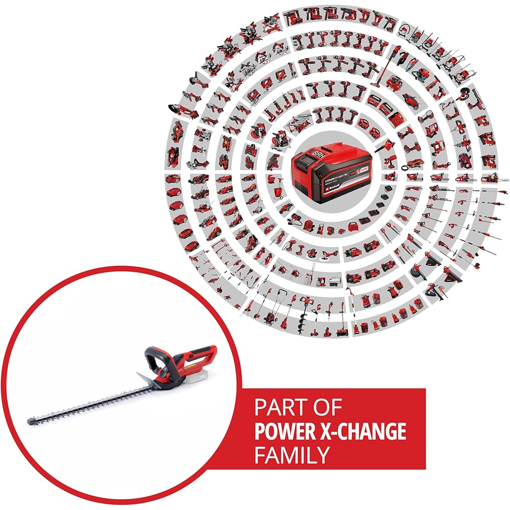 Einhell Taille-haies sans fil GC-CH 1855/1 Li-Solo Power X-Change (18 V, 55 cm longueur de coupe, 18 mm écartement des dents, avec fourreau, sans batterie) : Jardin