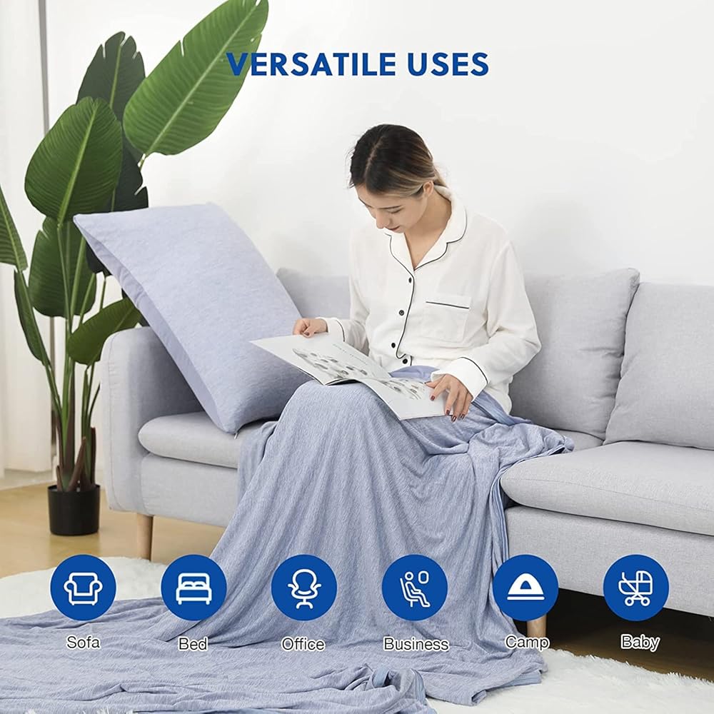 HOMFINE Couverture Rafraichissante d'Été Adulte - Fibre de Refroidissement Japonaise Q-Max>0.45,Double Face Couverture Rafraîchissante pour Lit Canapé Voyage,230x270 : Cuisine et Maison