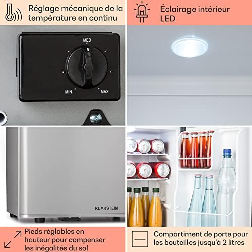 Klarstein Mini frigo de chambre 30L silencieux, réglable 5-15°C