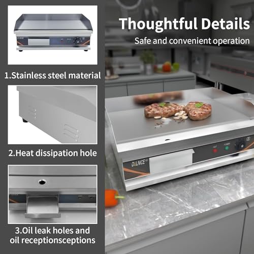 DULNICE Plancha électrique professionnelle inox 3000W