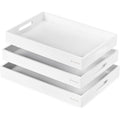 Navaris Plateau de service rectangulaire - Lot de 3x plateau rectangulaire en bambou avec 2 poignées - Plateau repas petit-déjeuner taille S M L : Cuisine et Maison