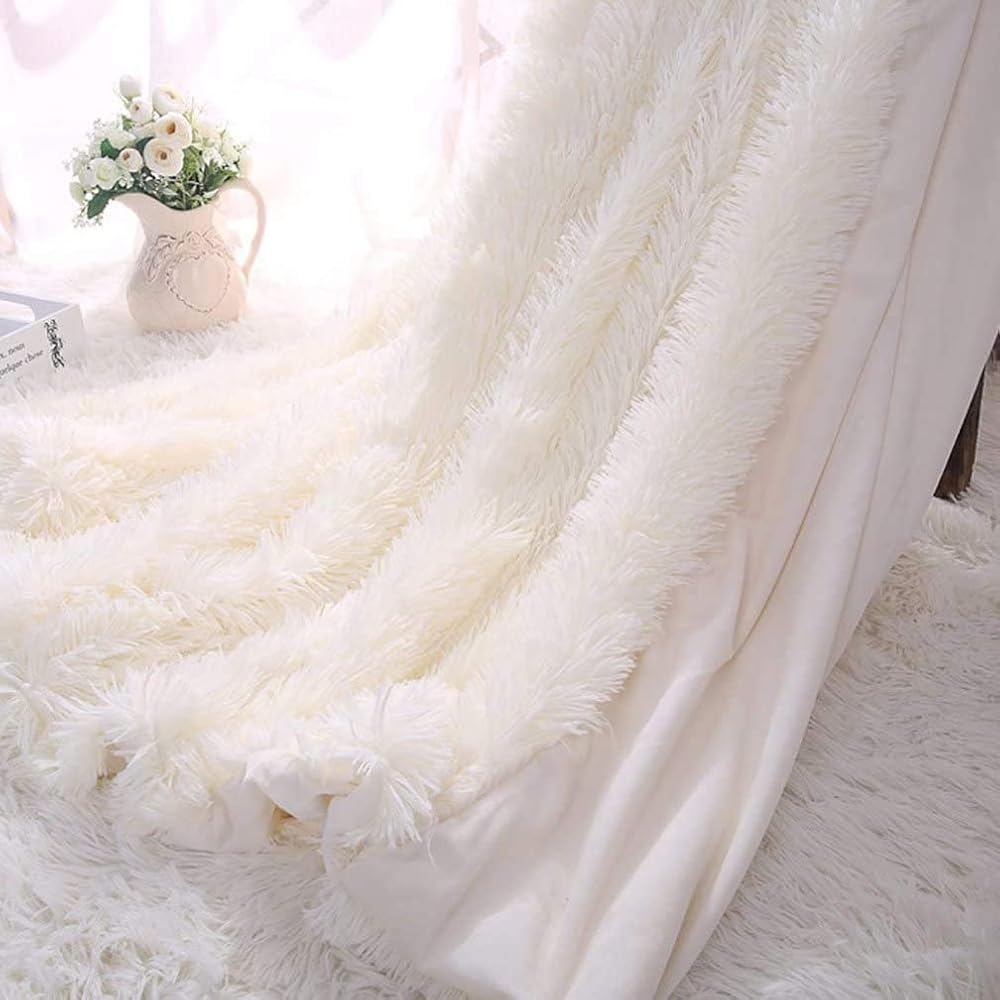 TIDWIACE Plaid douillet blanc crème - 200 x 220 cm - Super chaude - Qualité supérieure - Doux et confortable - Couverture de canapé - Couverture polaire - Couvre-lit pour lit, canapé, chambre à : Cuisine et Maison