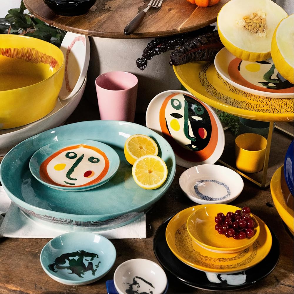 Assiette à Petit-Déjeuner Serax | Vaisselle Feast par Ottolenghi | 4 Assiettes à Dessert | Service de Table en Grès aux Couleurs Assorties | Vaisselle pour Dîner à la Maison, Fête, Noël : Cuisine et Maison