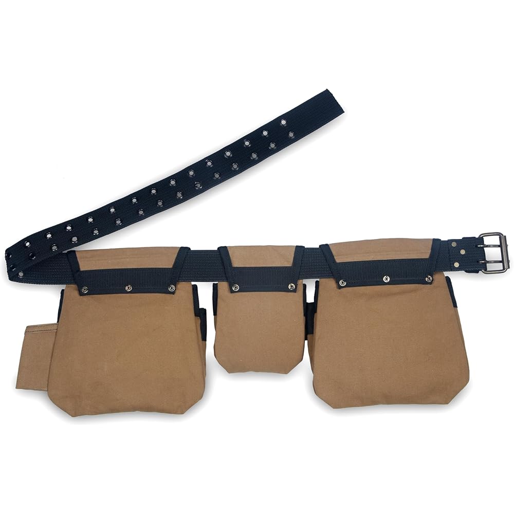 Style n Craft - Lot de 4 ceintures à outils de charpentier 12 poches, ceinture à outils en toile imperméable et résistante, marron (97425) : Bricolage