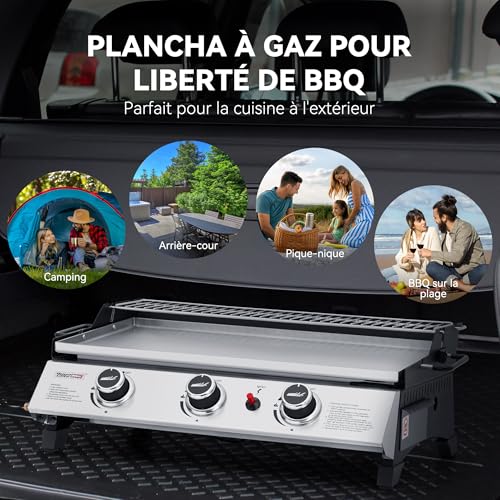 Royal Gourmet Plancha gaz inox 3 brûleurs