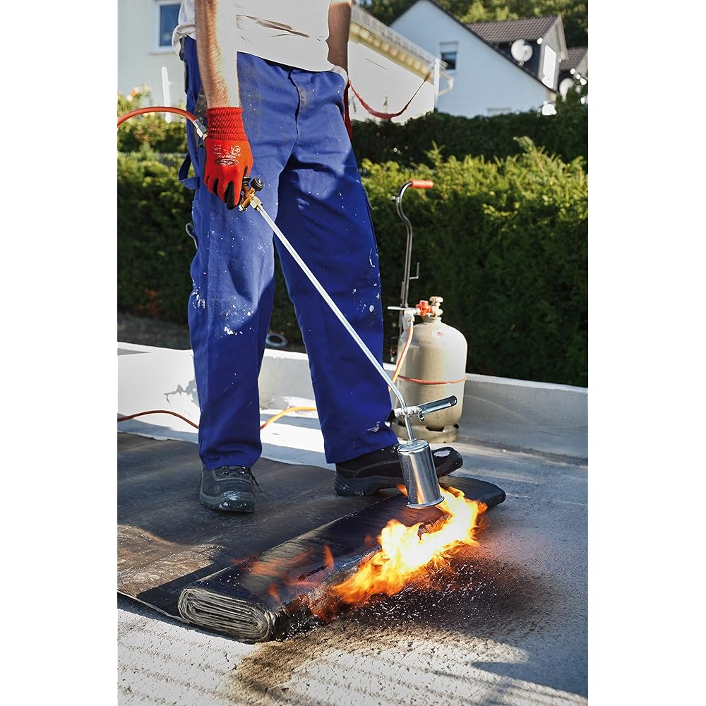 ROTHENBERGER Industrial Anwärm Brenner RoMaxi Eco inkl. 5m Propan Gas Schlauch & Druck regler, Unkraut Vernichter, Bitumenbahnen, Folien Verschweißen - 1500000930 : Jardin