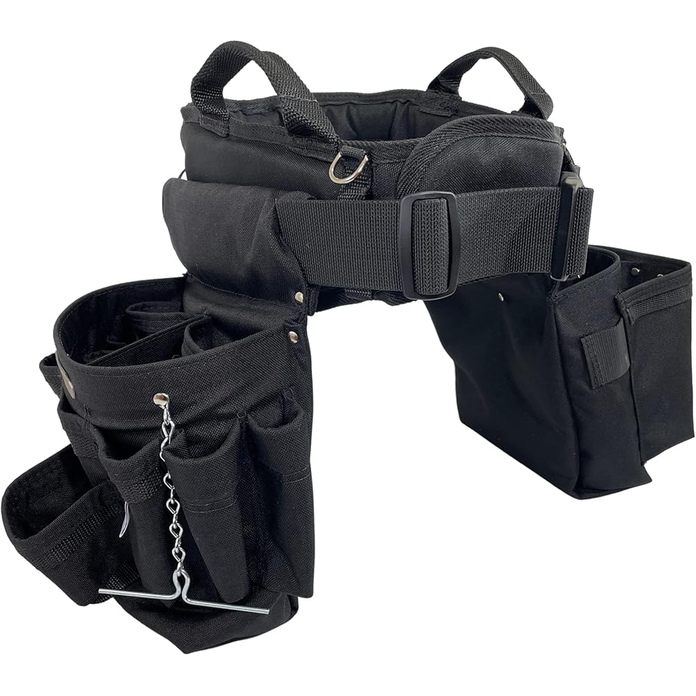 BOULDER BAG Ultimate Electrician's MAX Combo avec ceinture à outils de soutien dorsal confortable, boucle à dégagement rapide, ceinture à outils robuste, noir, (taille M de 71 à 81 cm), ceinture à : Bricolage