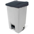 Poubelle à pédale avec roulettes, capacité : 80 l, h x l x p : 740 x 490 x 420 mm, corps gris, couvercle noir : Commerce, Industrie et Science