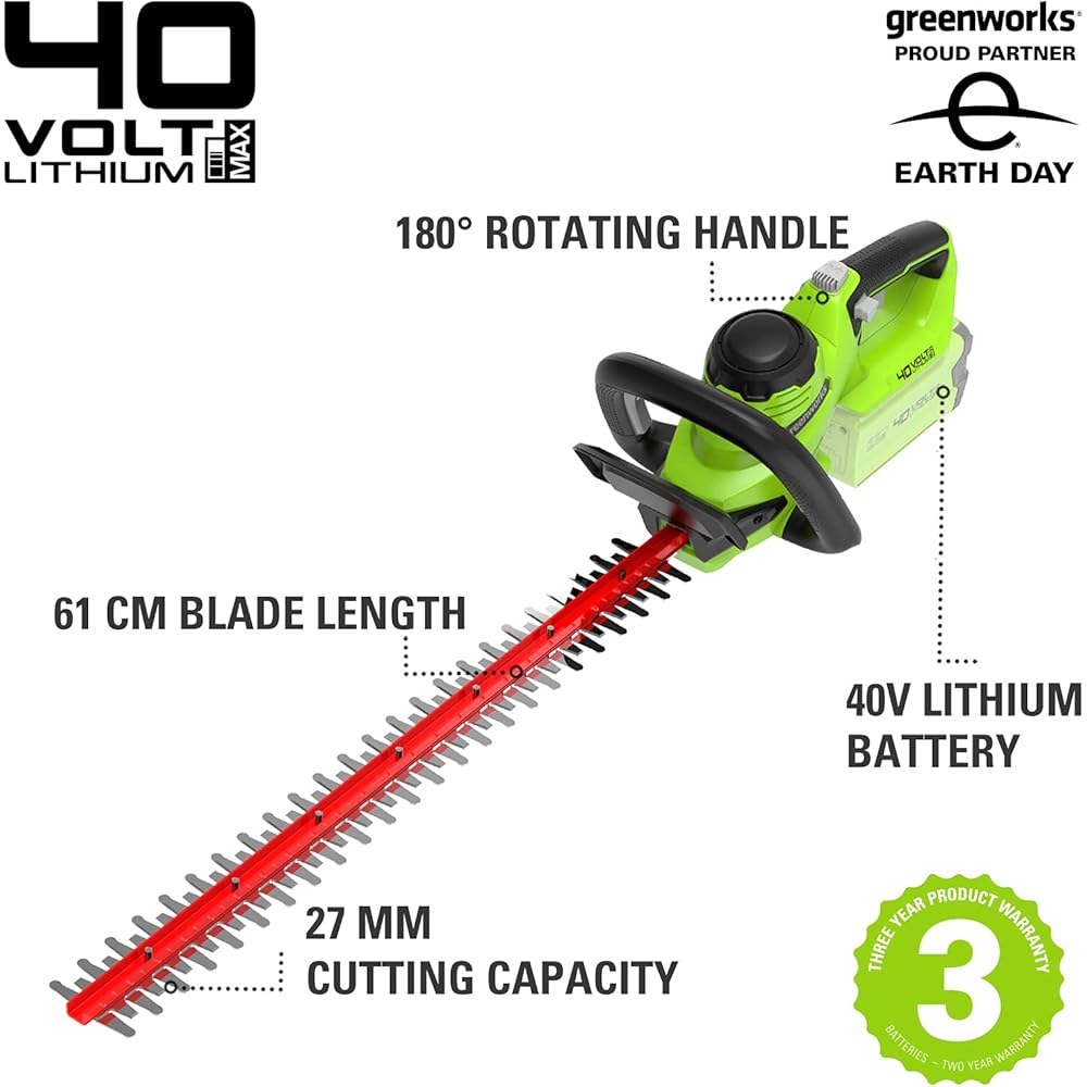 Greenworks 40V perche et taille-haie perche, taille-haie avec batterie/chargeur 2Ah : Jardin