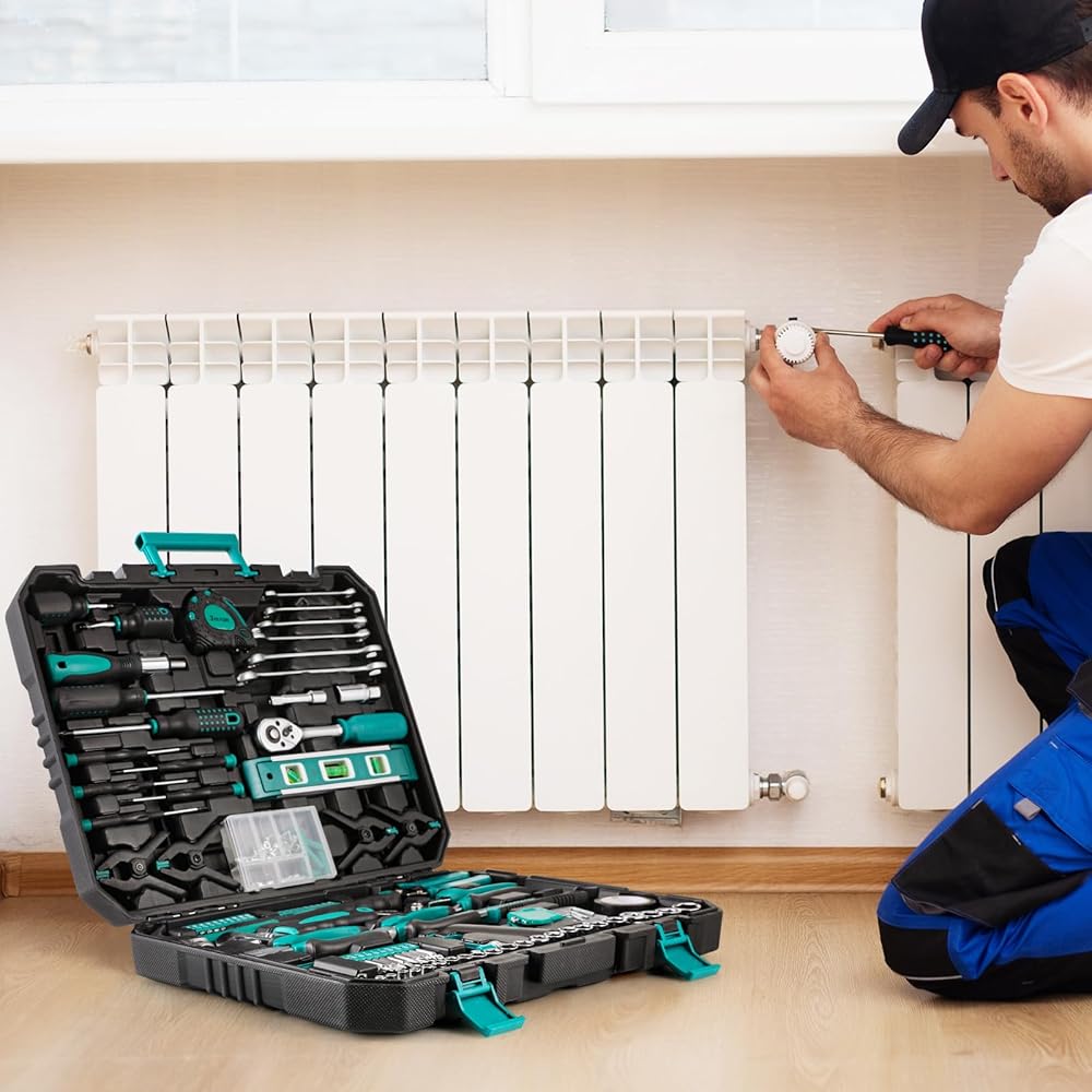 Caisse Outils Complete 198 Pièces, Boîte à Outils de 198 Pièces, jeu d'outils à Main, jeu de Tournevis avec Clé à Cliquet, Boîte à Outils pour la Maison, Réparation Automobile, Boîte à Outils Portable : Bricolage