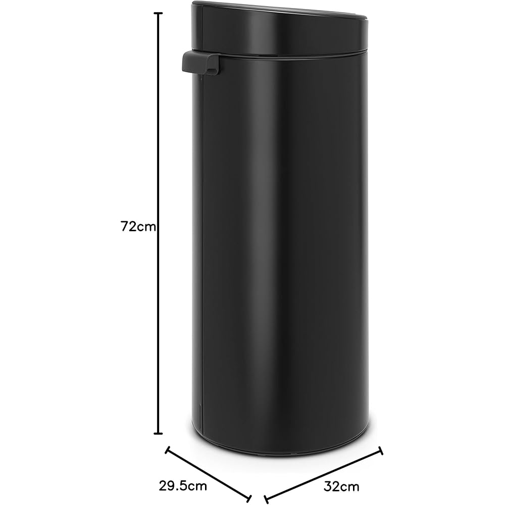 Brabantia - Poubelle Touch Bin unie 30 litres - Noir mat - 115301 : Cuisine et Maison