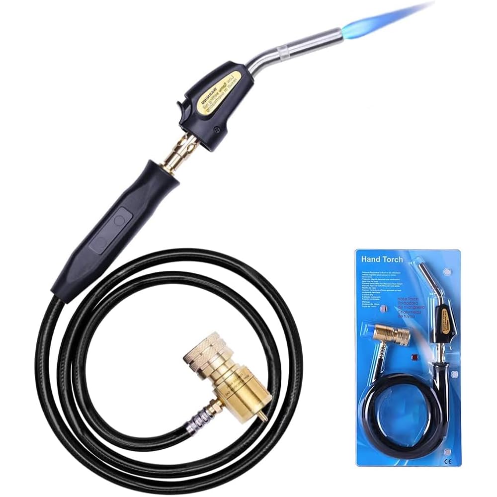Torche au propane, torche Wale&Morn au propane, torche à gaz Mapp, longueur du tuyau 1,5 m, température de fonctionnement maximale 1900 ℃ pour soudure, CVC, brasage, barbecue ou plomberie : Bricolage