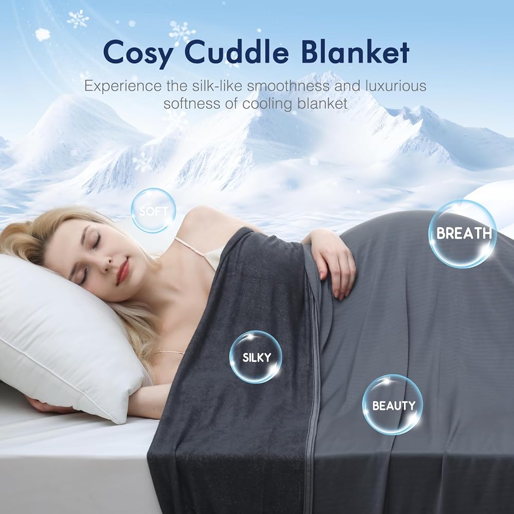 Avoalre Couverture Rafraîchissante en Fibre de Bambou Couverture été Arc-Chill 3.0 Couverture Froide Q-Max 0,5 Anti-acariens Couverture Douce pour Enfants et Adultes Lit Canapé Voyage 200x220cm : Cuisine et Maison