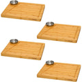 DuneDesign Lot de 4 - Planche de Service Bambou et Bol à Sauce - 30x25cm Assiette à Steak en Bois : Cuisine et Maison