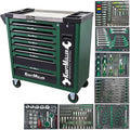 Servante d'atelier Kraft Muller KM-XXL-8/7 TOOL VERT ARMEE, 309 outils avec clé Dynamo, 7 tiroirs/1 porte Façade, roulettes : Bricolage