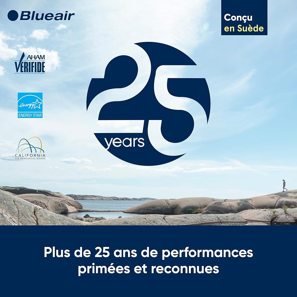BLUEAIR Purificateur d'air Blueair Blue Pure Joy S, purificateur filtre à air auto HEPA Silent™, système de filtration pour purifier jusqu'à 43 m2, blanc : Cuisine et Maison