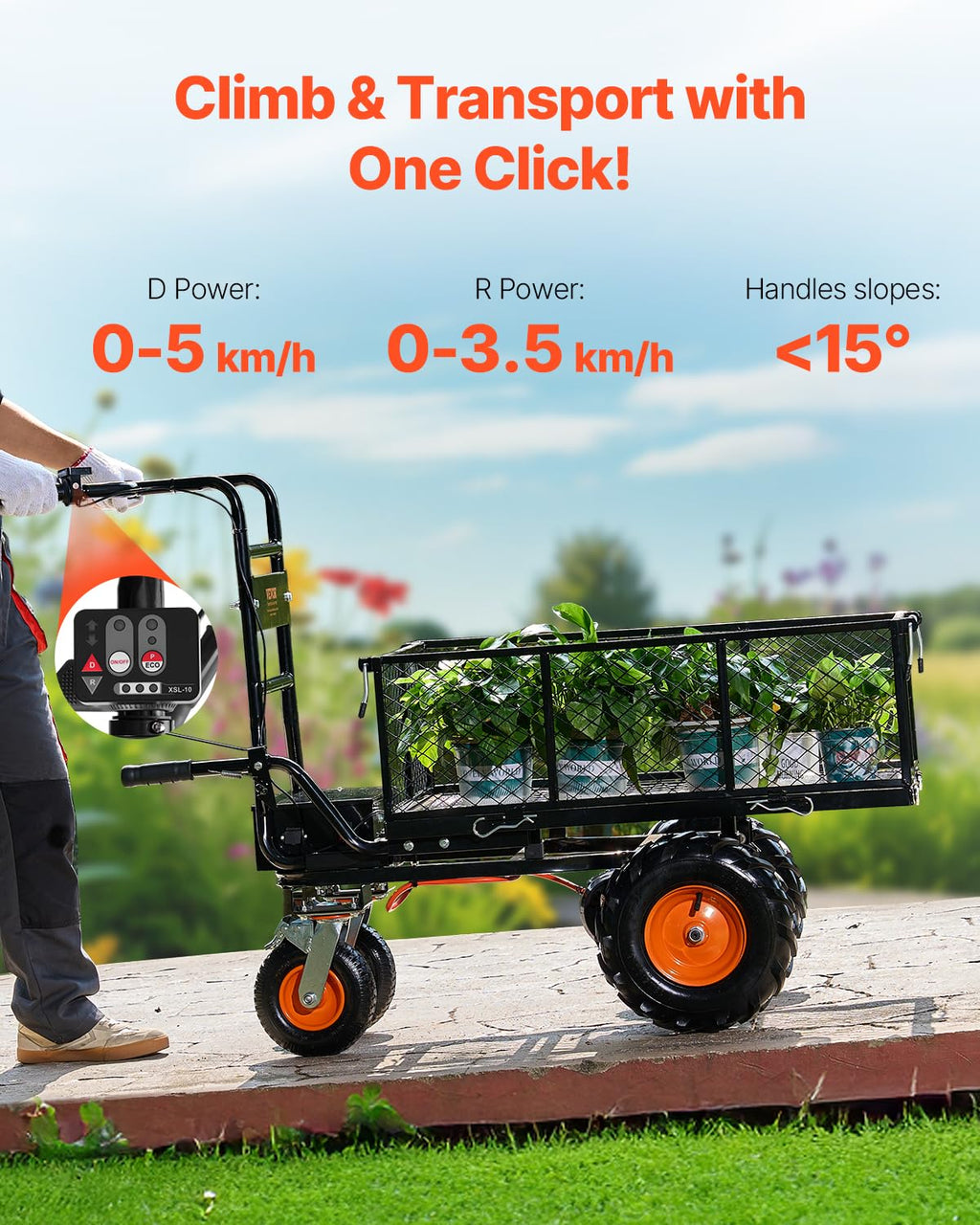 VEVOR Chariot utilitaire électrique 36 V batterie 432 Wh capacité de charge 300 kg
