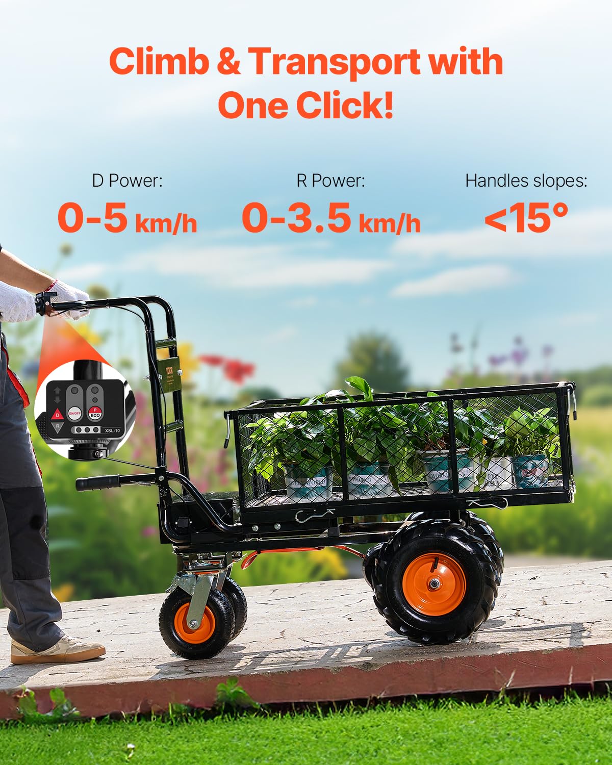 VEVOR Chariot utilitaire électrique 36 V batterie 432 Wh capacité de charge 300 kg