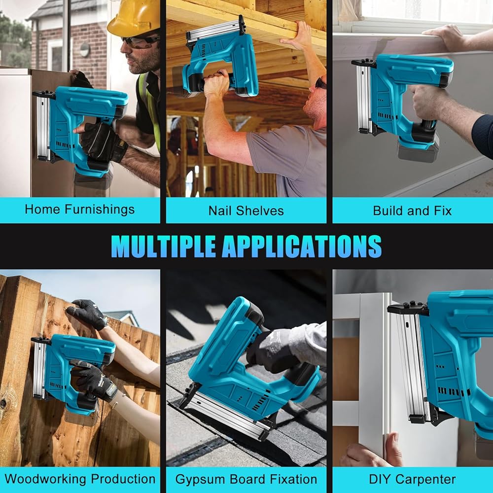 Agrafeuse électrique sans fil compatible avec batterie Makita 18 V, 100 W, agrafeuse électrique pour bois, avec 2000 clous, Pistolet à clous pour le rembourrage, la menuiserie (sans batterie) : Bricolage