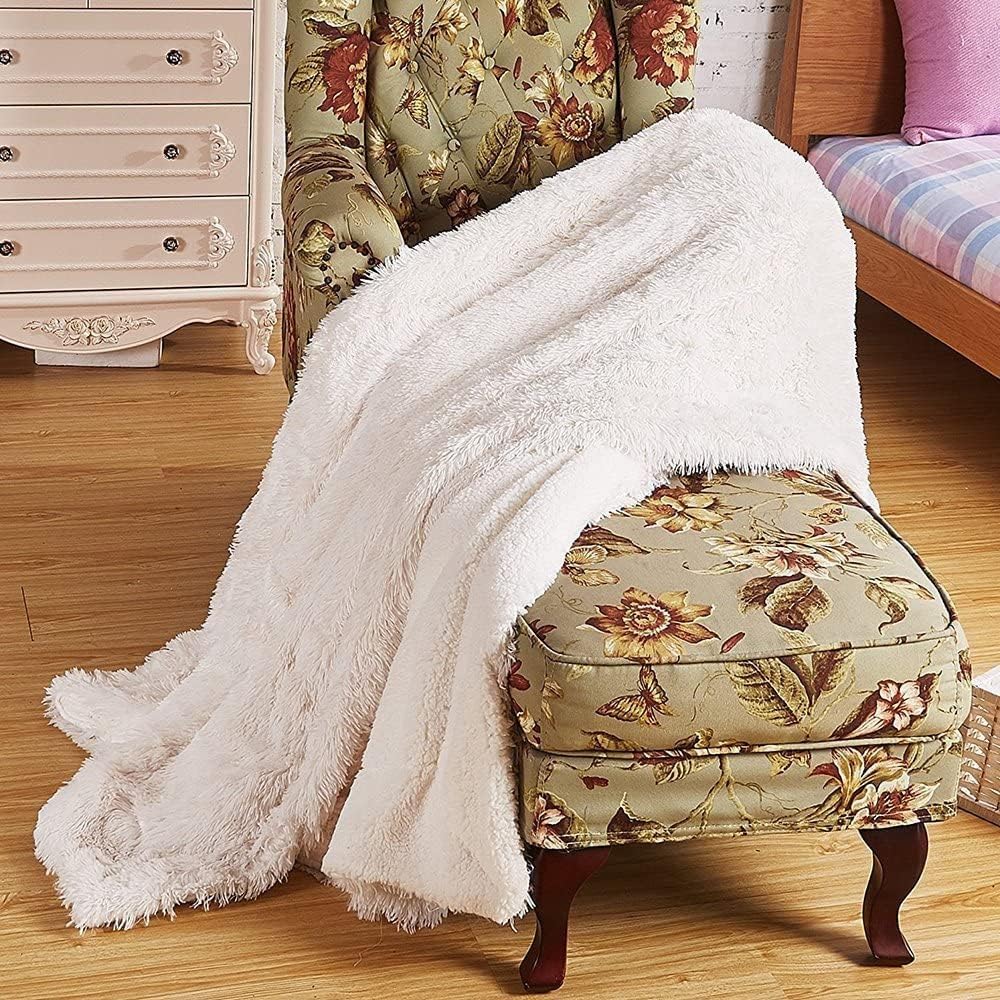 TIDWIACE Plaid douillet blanc crème - 200 x 220 cm - Super chaude - Qualité supérieure - Doux et confortable - Couverture de canapé - Couverture polaire - Couvre-lit pour lit, canapé, chambre à : Cuisine et Maison