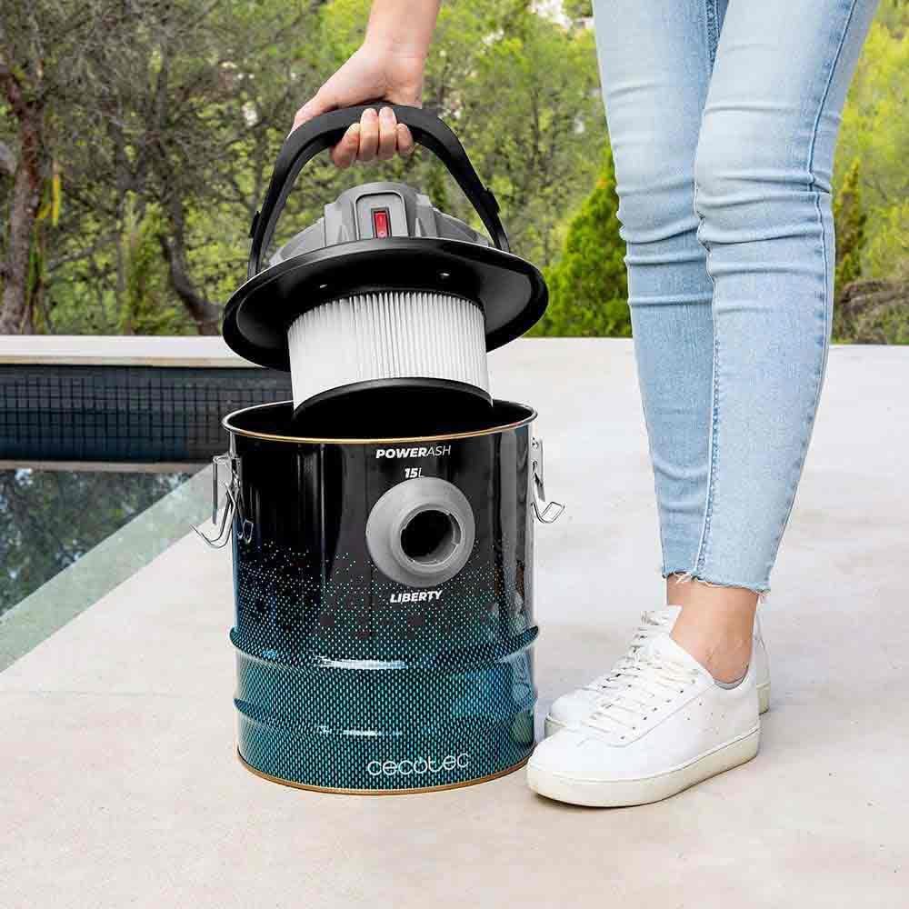Cecotec Aspirateur à Cendres de 15 litres Conga Ash 7000 Liberty. 120W de Puissance, Grande Autonomie grâce à sa Batterie 18V, Filtre avec Maille métallique, Finitions en Acier Inoxydable : Cuisine et Maison