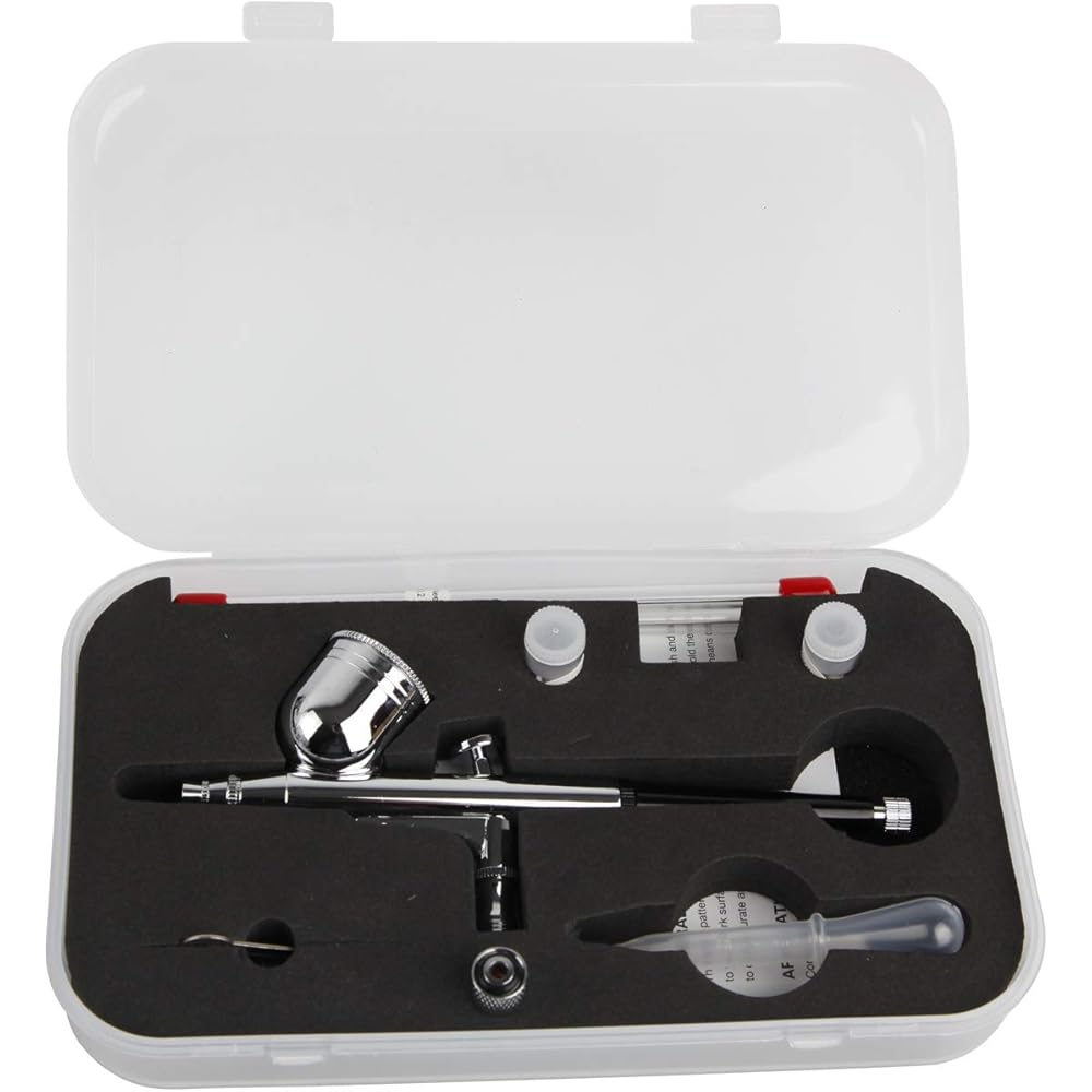 Timbertech ABPST08K Compresseur d'aérographe complet avec ventilateur de refroidissement amélioré, mini compresseur, pistolet aérographe et accessoires aérographe : Bricolage