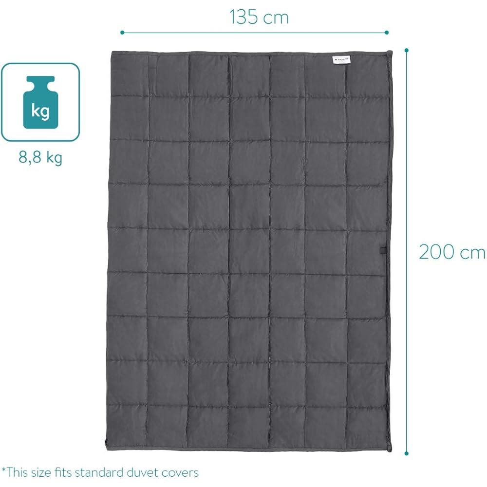 Navaris Couverture Lestée - Couverture Pondérée Relaxante 135x200cm - Contre Insomnie Anxiété - Cocooning - 100% Coton - 8,8kg : Cuisine et Maison