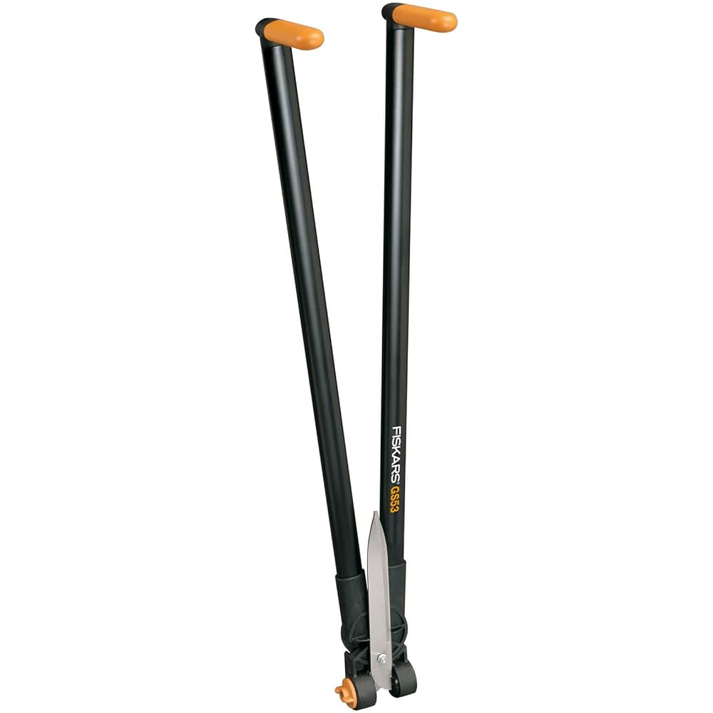 Fiskars Cisaille à Levier multifonctions pour haies & gazon, Portée max.: 2,5 m, Noir/Orange, PowerLever, GS53, 1001565 : Jardin