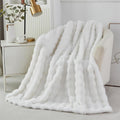 LINGKY Couverture 160x200 cm, Couverture Polaire Flanelle Super Douce, Epaisse Plaid Fausse Fourrure Haute Qualité, Chaude Et Confortable, Couvre-Lit Et Housse De Canapé, Blanc : Cuisine et Maison
