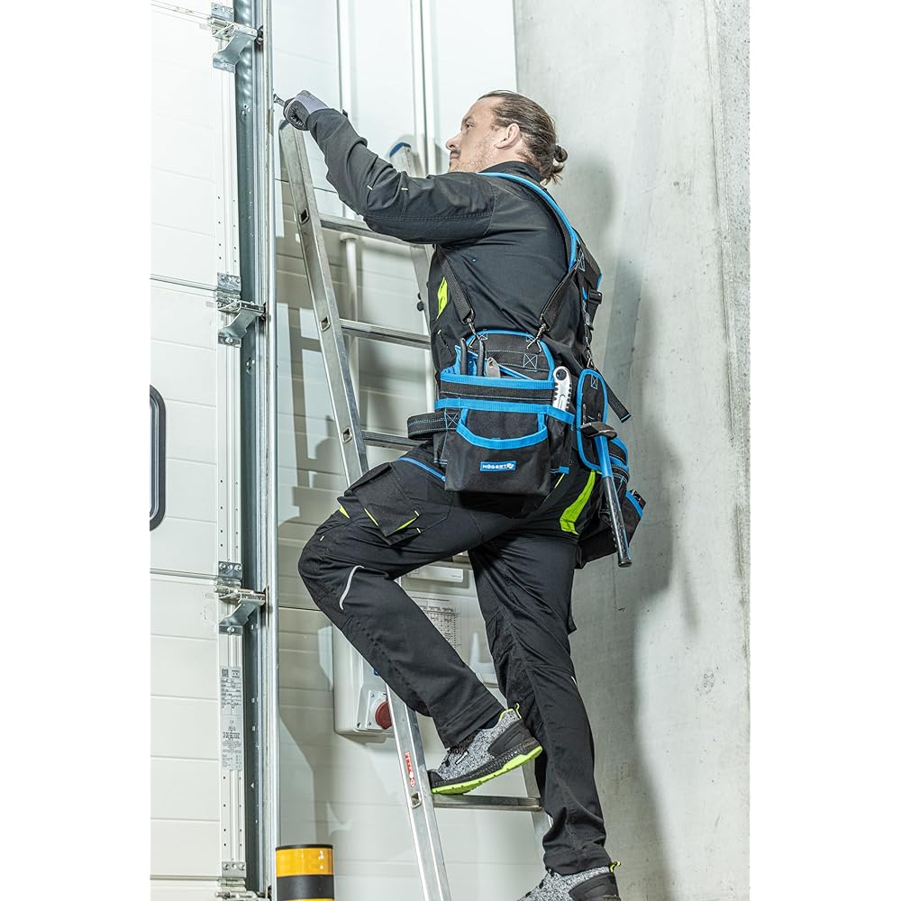 Högert Technik - Ceinture de travail avec bretelles | Ceinture à outils pour homme, ceinture de travail avec sangle à bretelles, sac à outils avec ceinture réglable, sac banane : Bricolage