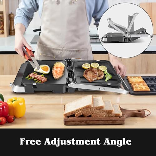 AMZCHEF Gril contact multifonction 4-en-1 2000W avec plaques