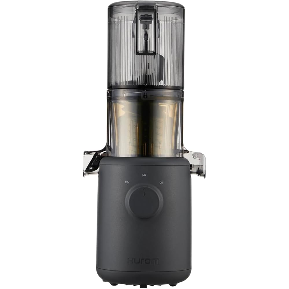 HUROM | Extracteur de jus | Extracteur à Jus de Fruits et Legumes | H310A | Presse à Froid | Moteur silencieux | Facile à nettoyer | Design compact | 220ml | 100 Watt | Sans BPA (Charcoal) : Cuisine et Maison