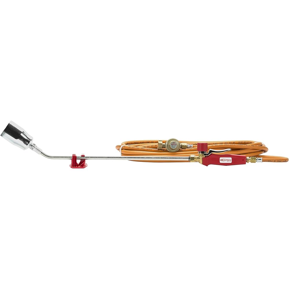 Chalumeau - Décapeur Thermique - Chalumeau Soudure - Chalumeau Oxygène - Lampe à Souder - Pack avec 1 Brûleur Acier 100 kW + 1 Col de 500 mm + 1 Manche + 10 m de Tuyau 963/10 + 1 Détendeur - EXPRESS : Bricolage