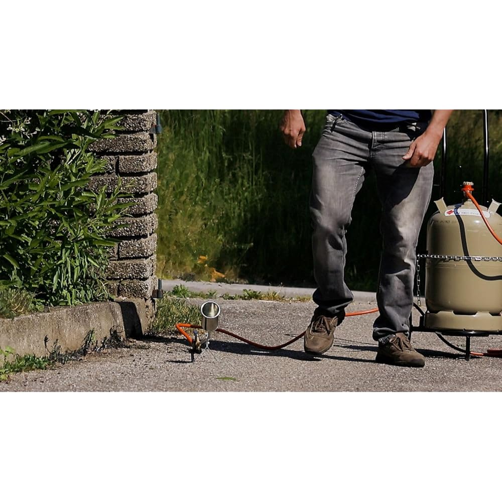 ROTHENBERGER Industrial Anwärm Brenner RoMaxi Eco inkl. 5m Propan Gas Schlauch & Druck regler, Unkraut Vernichter, Bitumenbahnen, Folien Verschweißen - 1500000930 : Jardin