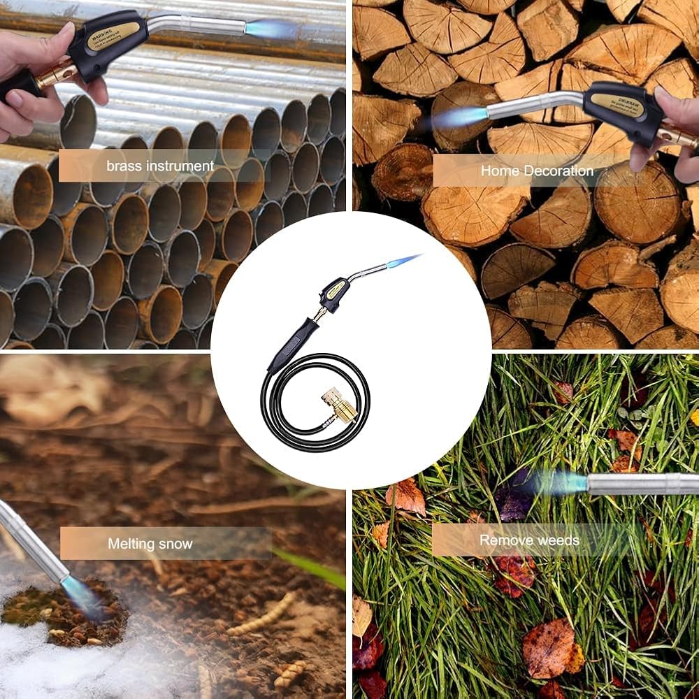 Torche au propane, torche Wale&Morn au propane, torche à gaz Mapp, longueur du tuyau 1,5 m, température de fonctionnement maximale 1900 ℃ pour soudure, CVC, brasage, barbecue ou plomberie : Bricolage