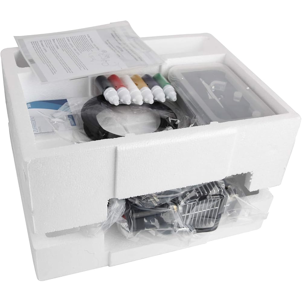 Timbertech ABPST08K Compresseur d'aérographe complet avec ventilateur de refroidissement amélioré, mini compresseur, pistolet aérographe et accessoires aérographe : Bricolage