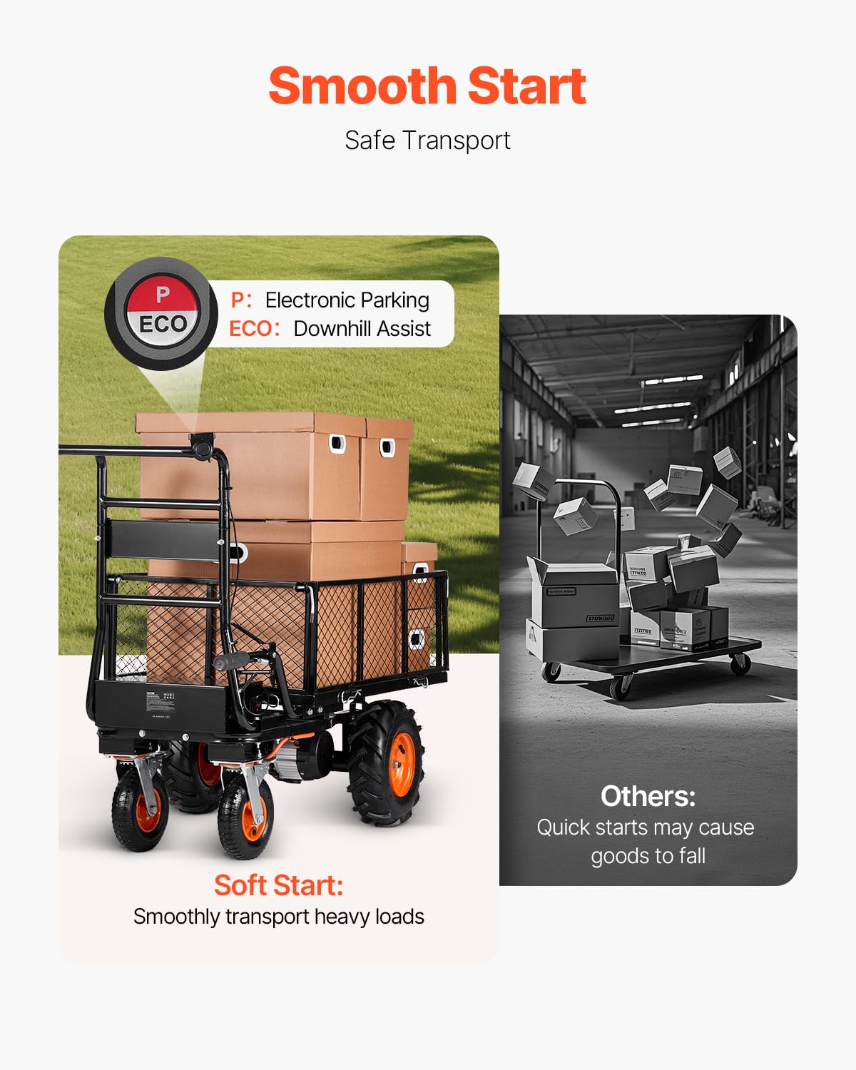 VEVOR Chariot utilitaire électrique 36 V batterie 432 Wh capacité de charge 300 kg