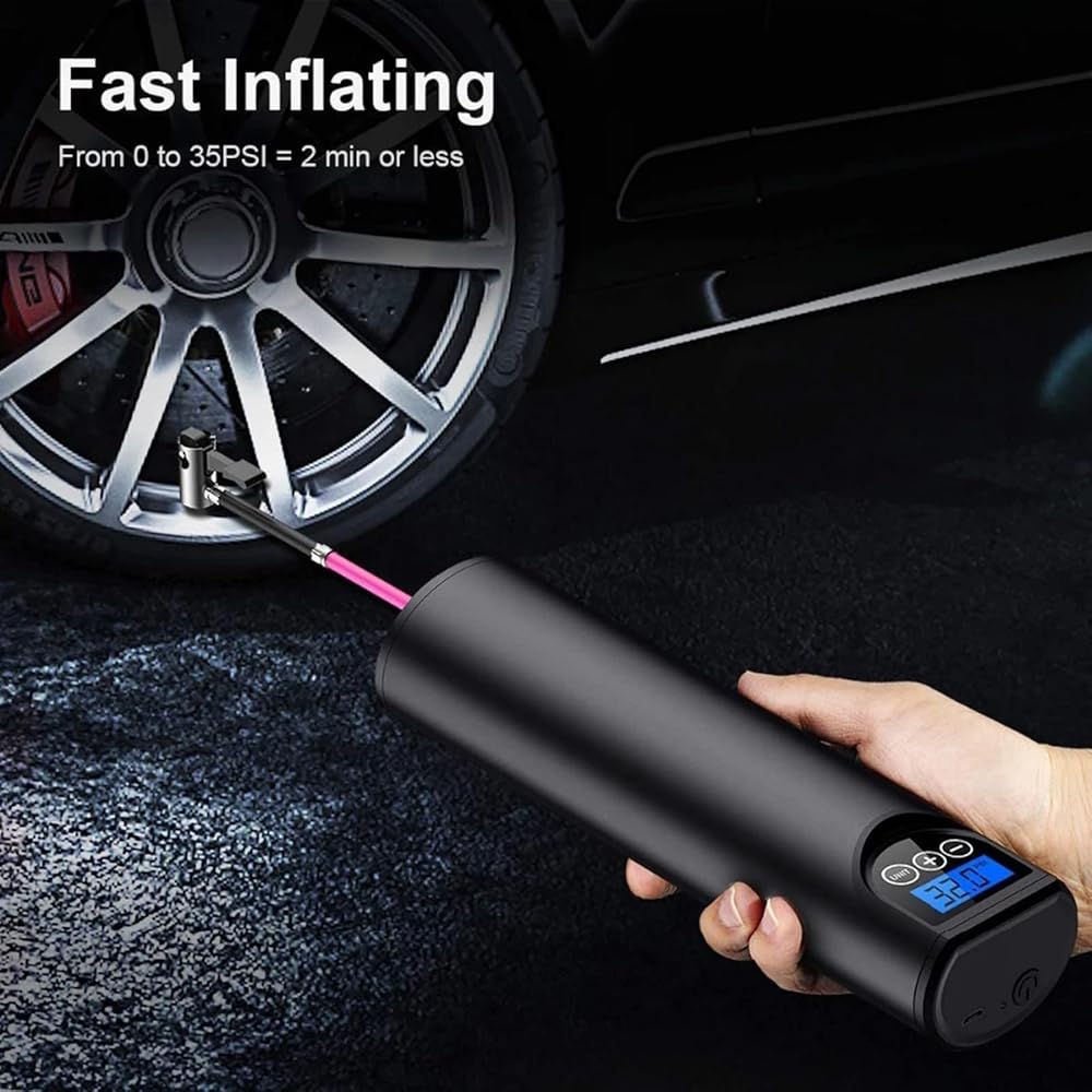 Boyuan Compresseur d'air Portable, Gonfleur de Pneu 2000 mAh, Pompe à vélo sans Fil 150 PSI pour Voiture, Moto, vélo, Balle, Tours de Natation ou décoration Gonflable de fête : Auto et Moto