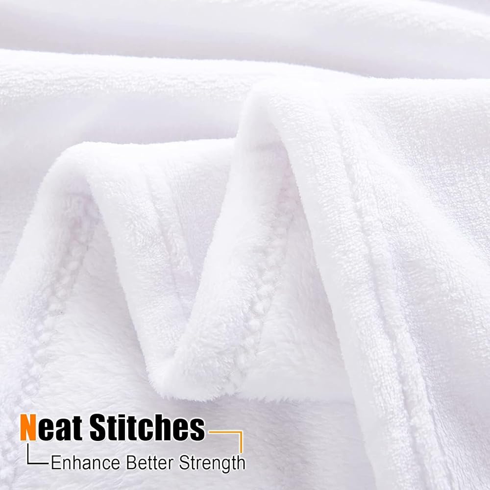 GAIFNAG Couverture Plaid Polaire, Couverture Portable 200 x 400 cm Flanelle Doux et Chaud, Lavable et Parfaite Jete de Canape Grande Taille pour Le Lit, Le Canapé, Le Sofa, Lit et Salon, Blanc : Cuisine et Maison