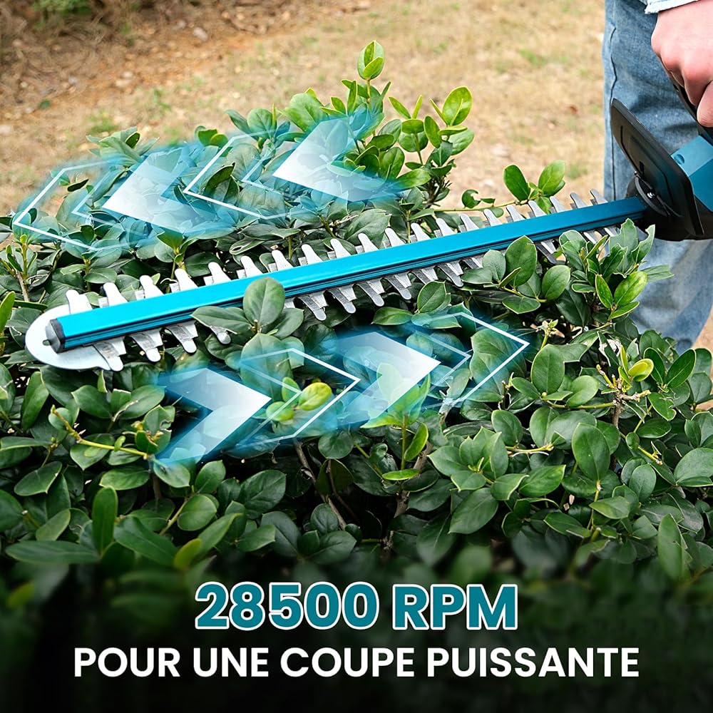 TrimCut Pro Taille-haies sans fil 21 V moteur Brushless lame 52 cm batterie 8000 mAh
