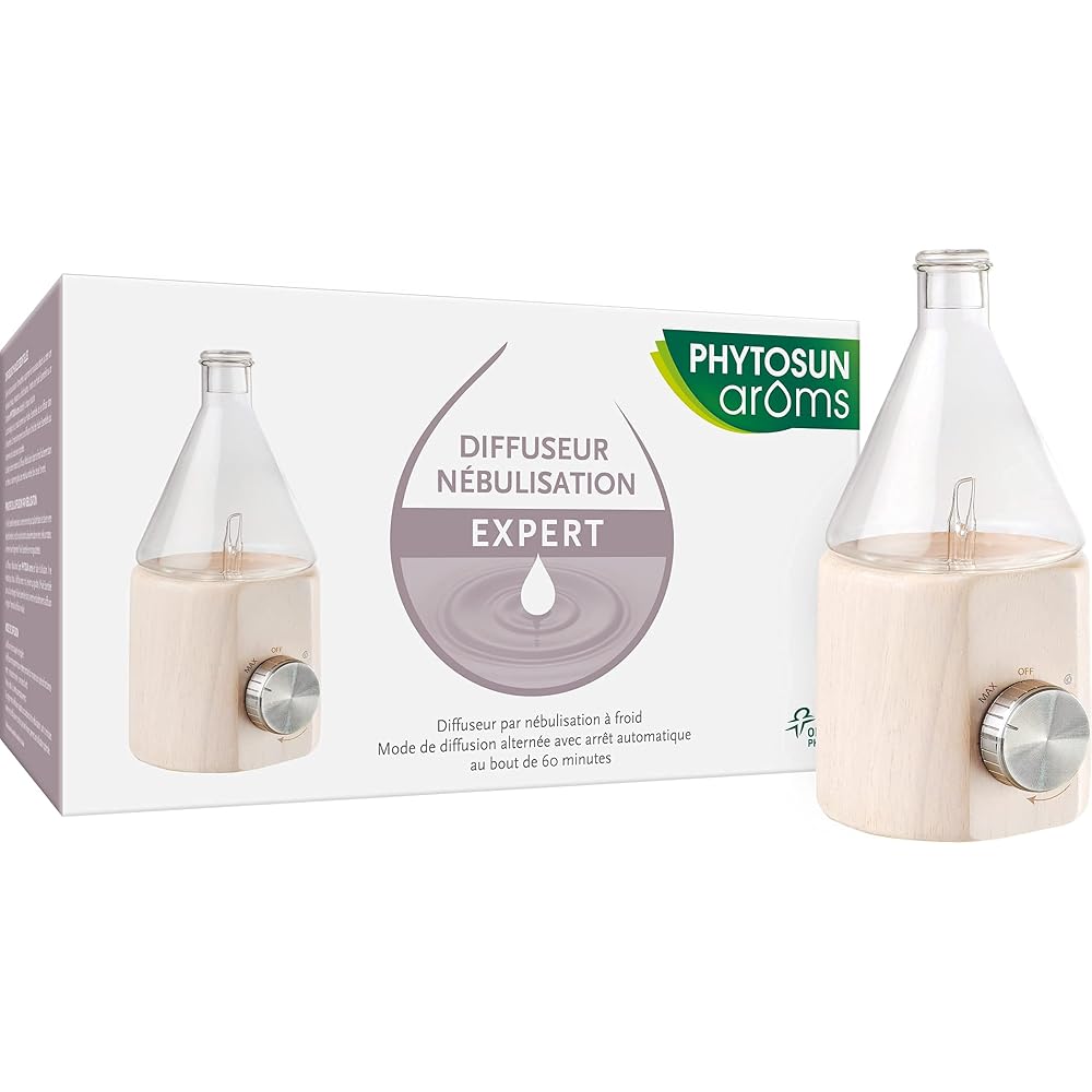 PHYTOSUN AROMS – Diffuseur d'Huiles Essentielles Nébulisateur Expert - Diffuseur par Nébulisation à Froid - Mode de Diffusion Alternée avec Arrêt Automatique : Hygiène et Santé