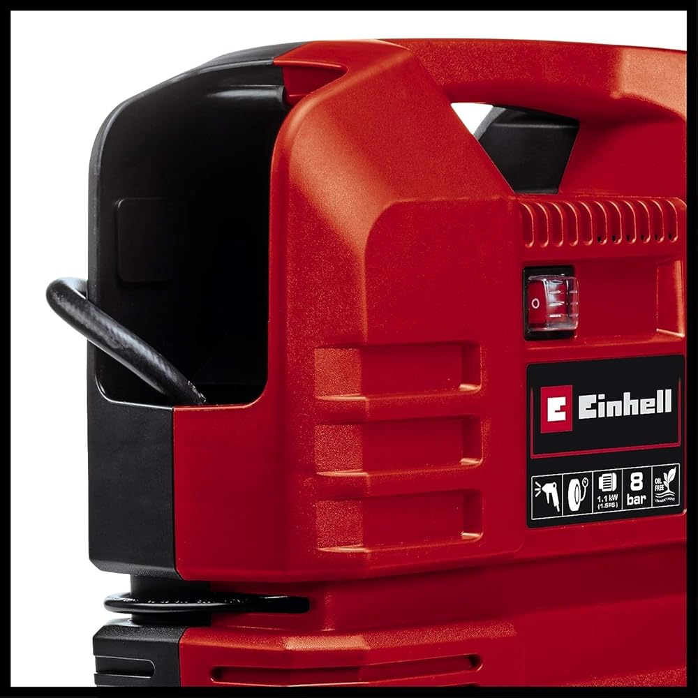 Einhell Compresseur TC-AC 190 OF Set (1 100 W, 8 bar max, puissance d’aspiration 190 L/min, régime moteur 15 000 tr/min) avec kit de 3 adaptateurs : Bricolage