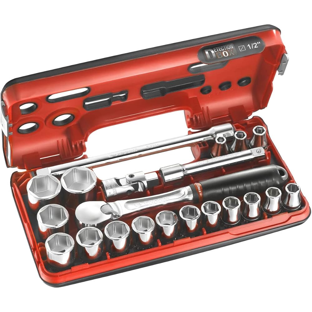 FACOM Coffret DBOX Douilles 20 Pièces 1/2 " 6 Pans Métriques avec Cliquet Haute Performance et Précision SL.DBOX1 : Bricolage