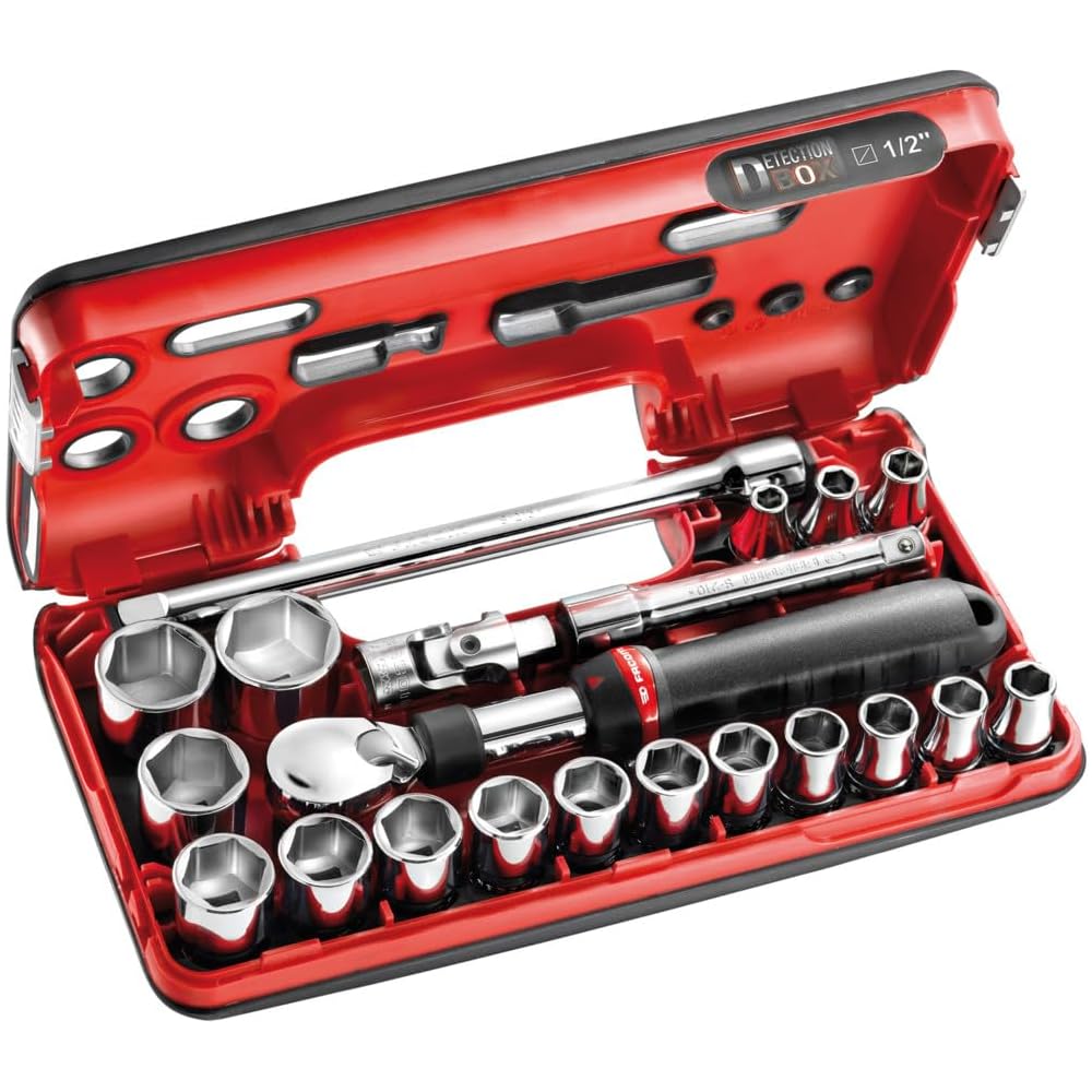 FACOM Coffret Cliquet Extensible 1/2 " Detection Box Métriques 6 Pans - 21 Pièces - SXL.DBOX1PB : Bricolage
